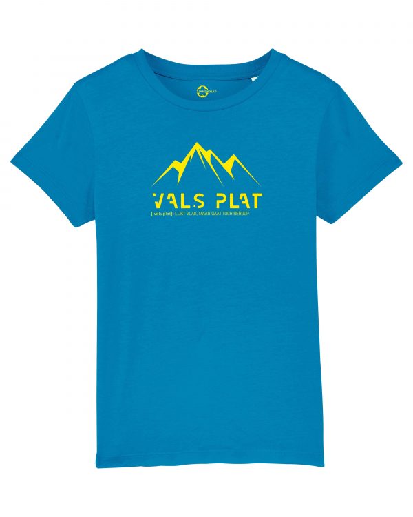 Vals Plat Shirt Kids - Blauw met gele print